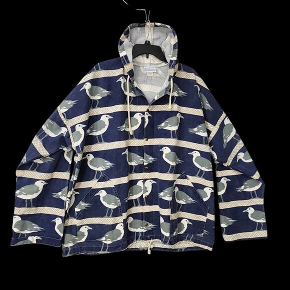 VTG MICHIGAN RAG Co SEAGULL PRINT CANVAS PARKA JACKET MARUSHKA 80s 90s LG XL - Picture 2 of 11